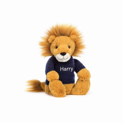 Jellycat Bashful Lion with Navy Jumper UK | 15036RQND
